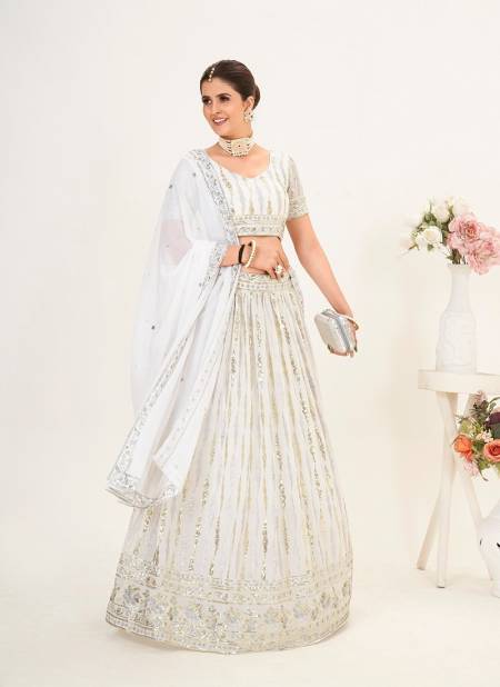White Colour SS 151 Wedding Wear Designer Georgette Lehenga Choli Wholesale Clothing Distributors In India 1692