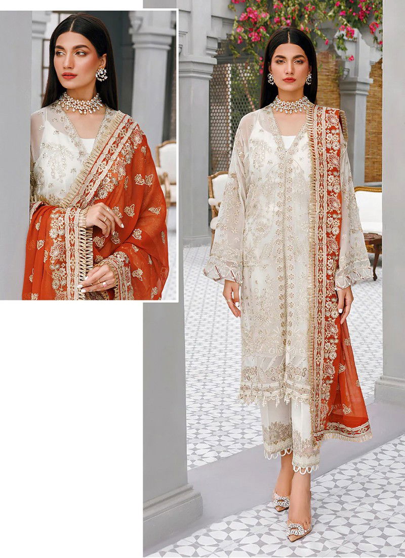 White Colour Samaira Vol 3 Ethnic Wear Wholesale Pakistani Salwar Suits 4016 