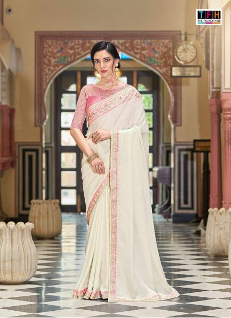 White Colour Sandalwood 10th Edition By Tfh Magestic Silk Party Wear Saree Catalog SW 1008