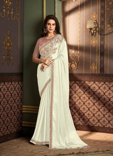 White Colour Sandalwood 1202 Colour By TFH Silk Designer Party Wear Saree Wholesale Online SW-1202-J