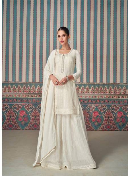 White Colour Shagun By Sayuri Designer Chinon Silk Surat Readymade Suits Wholesale Market 5619