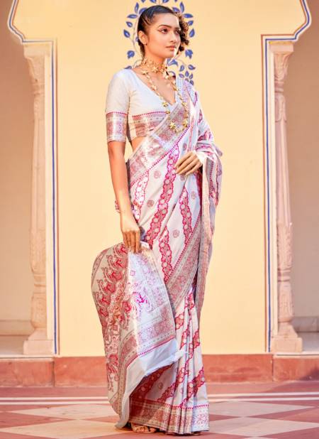 White Colour Stuti Silk Rajpath Colors Wholesale Banarasi Silk Sarees Catalog 115002