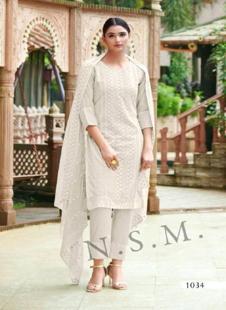 White Colour Summer Cool By Liza Georgette Kurti Bottom With Dupatta Catalog 1034