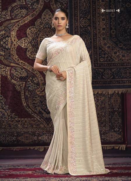 White Colour Swarna Vol 8 By Arya Designs Party Wear Georgette Saree Online Wholesale 86013