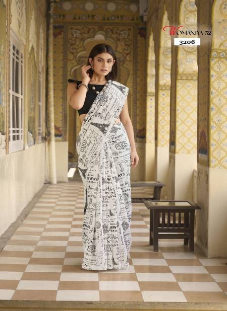 White Colour Womaniya Vol 32 By Apple Daily Wear Printed Bhagalpuri Saree Suppliers In India 3206