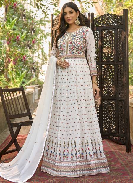 White Colour Zaina Fk Wedding Wear Wholesale Georgette Salwar Suits Catalog 1025