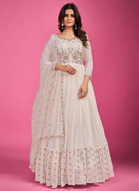 White Colour Zoya Vol 1 Wedding Wear Wholesale Gown Catalog 41006
