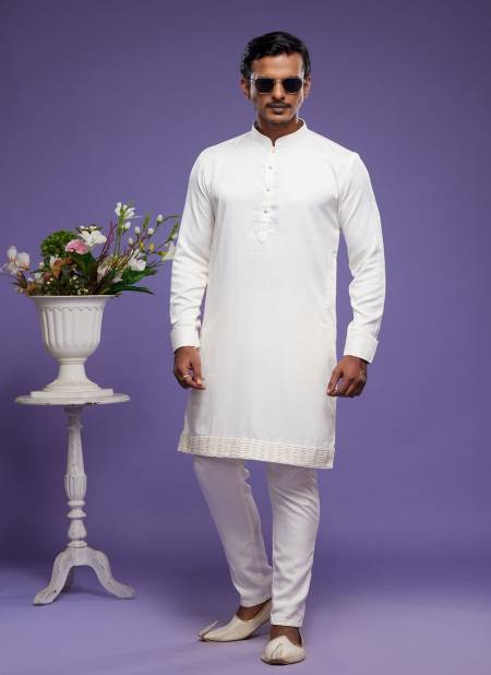 White Cream Colour Function wear Stylish Mens Kurta Pajama Catalog 2488
