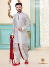 White Dupion Silk Readymade Mens Dhoti Kurta 1818