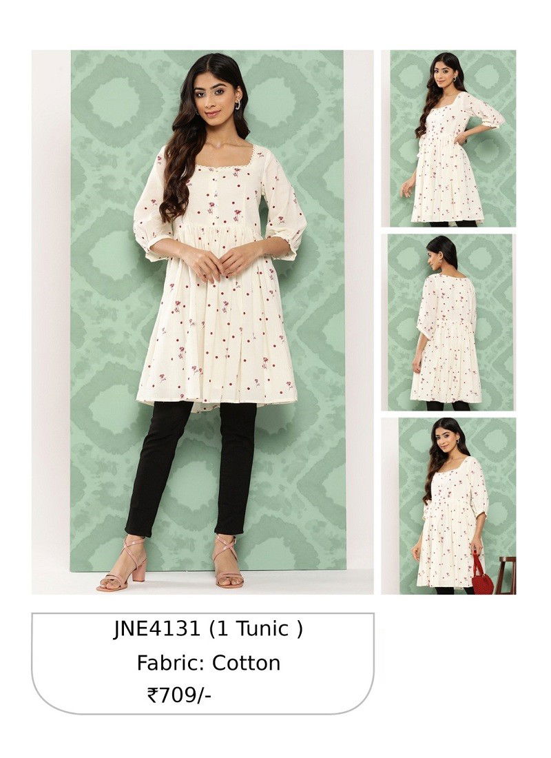 White Janasya Designer Kurti Catalog 4131