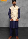 White Kurta with Cream Modi Jacket 12014
