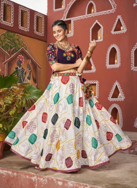 White Multi Colour Raas Vol 17 By Shubhkala Navratri Lehenga Choli With Jacket Wholesale Online 2464