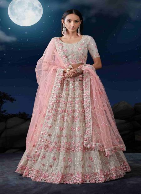 White Pink Colour Kimaya VOL 5 By Arya Designs 90001 To 90010 Series Designer Net Lehenga Choli Wholesalers Suppliers In Mumbai 90003