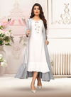 White KVS latest Designer Party wear Heavy Rayon Printed Kurtis with Shrug 2502