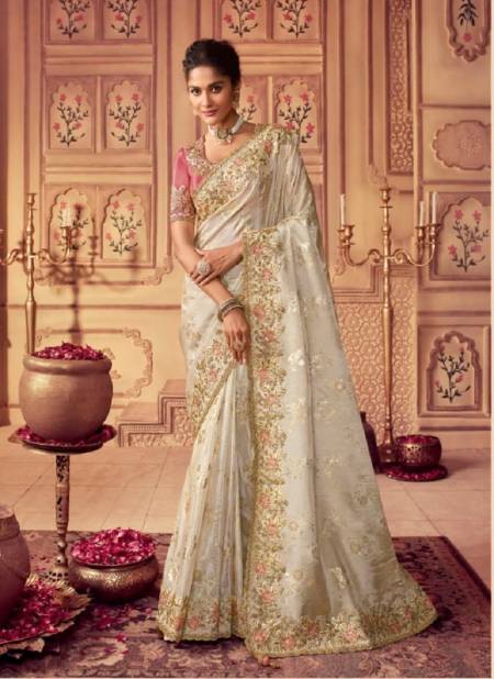 White Suvarna By Sulakshmi Wedding Saree Catalog 8004
