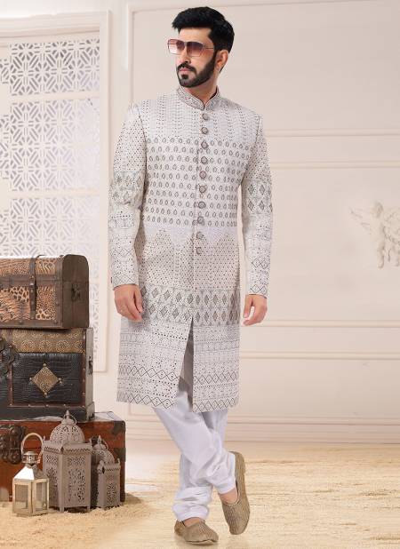 White Wedding Wear Mens Wholesale Sherwani Catalog 1743