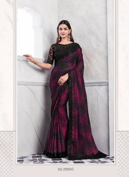 Wine And Black Colour Silver Screen Vol 19 By Tfh Heavy Designer Party Wear Sarees Wholesale Suppliers In India 29005