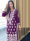 Wine And White Colour Jenu By Rasili Nx Chicken Kari Rayon Cotton Kurti With Bottom Wholesalers In India 4003