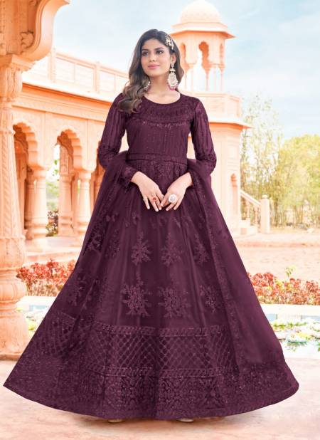 Wine Colour Aanaya By Dani Fshion 6001 to 6004 Gown Catalog 6002