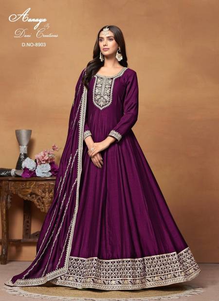 Wine Colour Aanaya Vol 189 By Twisha Art Silk Gown With Dupatta Wholesale Price In Surat 8903