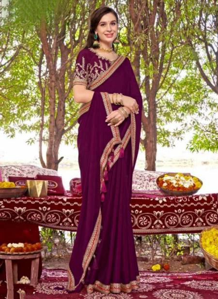 Wine Colour Aarushi Vol 2 Right Women Fancy Wear Wholesale Designer Sarees Catalog 81258