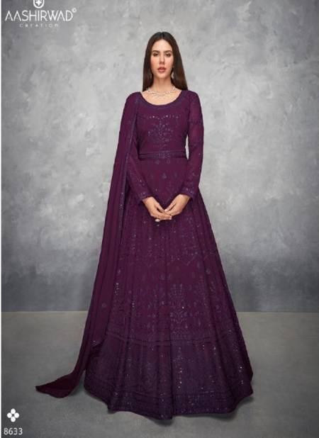 Wine Colour Anamika By Aashirwad Gown Catalog 8633
