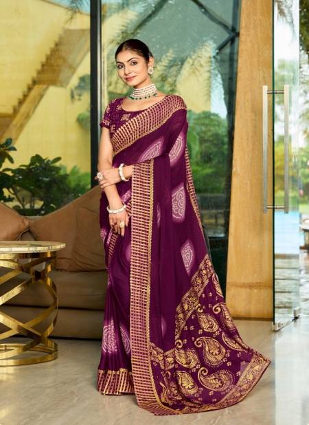 Wine Colour Ansha By Dhaga Bandhni Daily Wear Saree Orders In India 1007