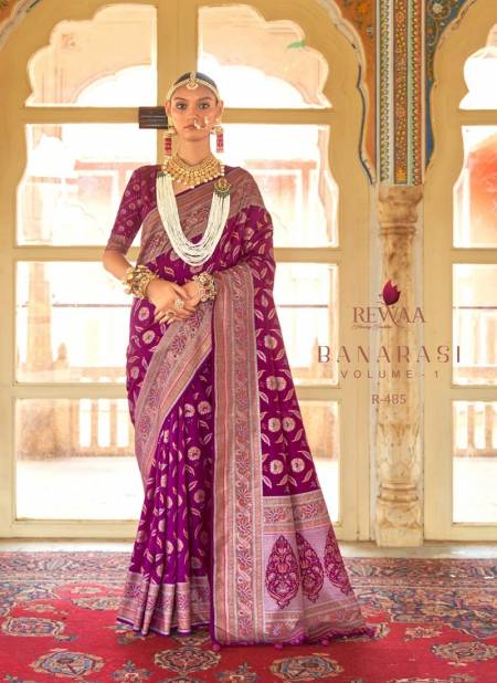 Wine Colour Banarasi Vol 1 By Rewaa Silk Wedding Wear Saree Orders In India R-485