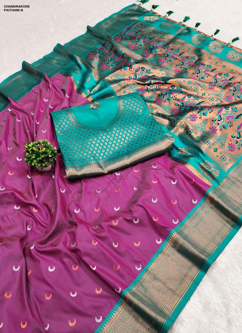 Wine Colour Chandrakore Paithani A To F by Murti Nx Printed Silk Bulk Saree Orders In India Chandrakore Paithani-B