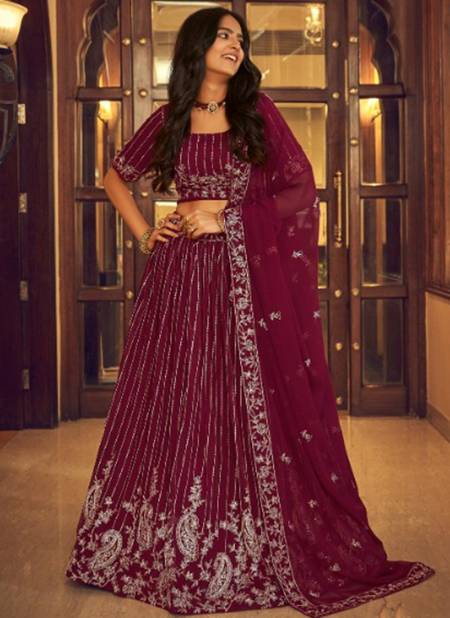 Wine Colour Enhance Wedding Wear Wholesale Designer Lehenga Choli 1603