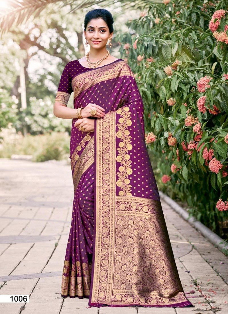 Wine Colour Gajgamini Silk By Bunawat Wedding Wear Saree Exporters In India 1006