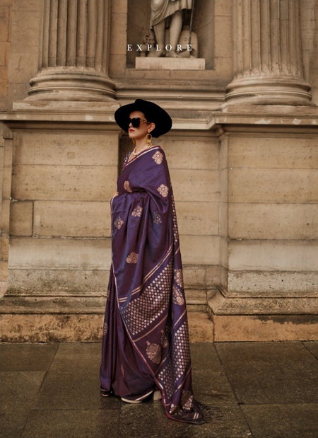 Wine Colour Kaizen Silk By Rajtex Pure Satin Handloom Weaving Sarees Wholesalers In Delhi 337003
