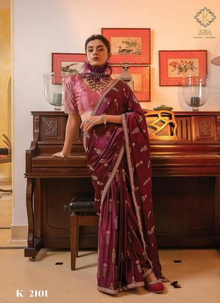 Wine Colour Kamaya Vol 2 By Kira Wedding Wear Sarees Wholesale Suppliers In India K-2101 