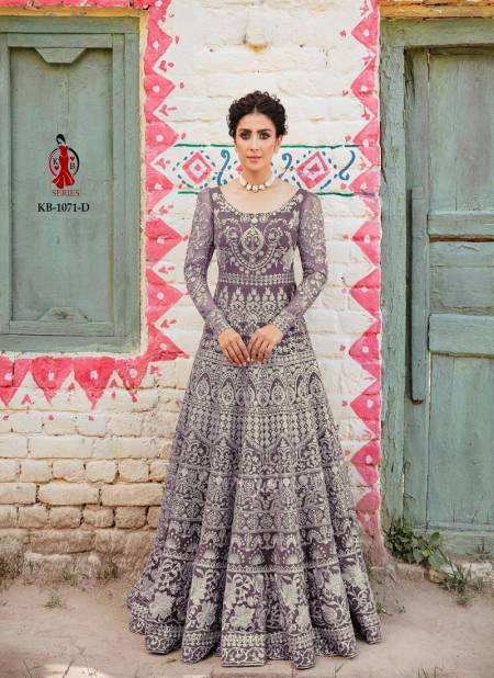 Wine Colour Kb Series Butterfly Net Bridal Anarkali Gown With Dupatta Catalog KB 1071D