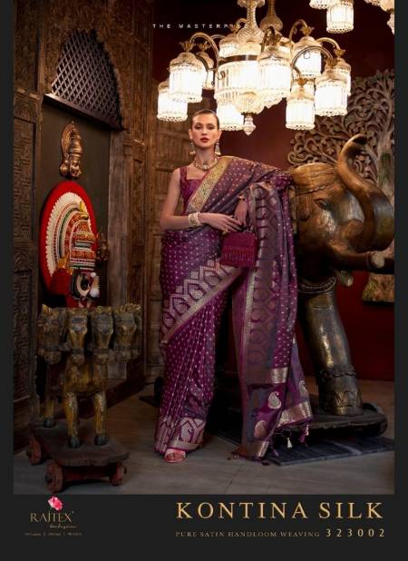 Wine Colour Kontina Silk By Rajtex Pure Satin Handloom Weaving Saree Wholesale Market In Surat 323002