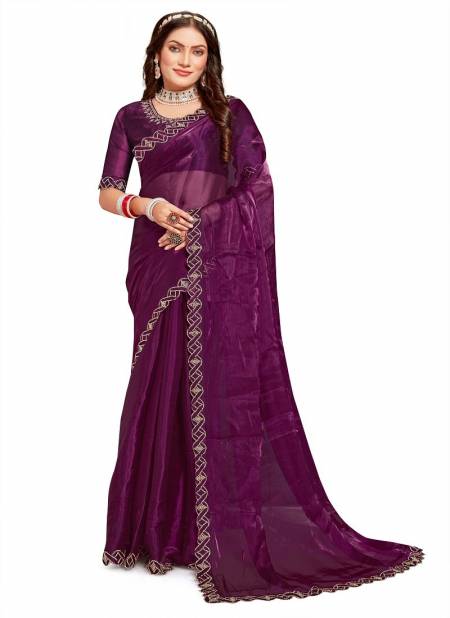 Wine Colour Krisha By Nari Fashion Desginer Jimmy Choo Silk Saree Wholesale Online 7803