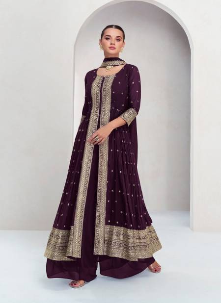 Wine Colour Maria By Aashirwad Real Georgette Readymade Suits Suppliers In India 10023