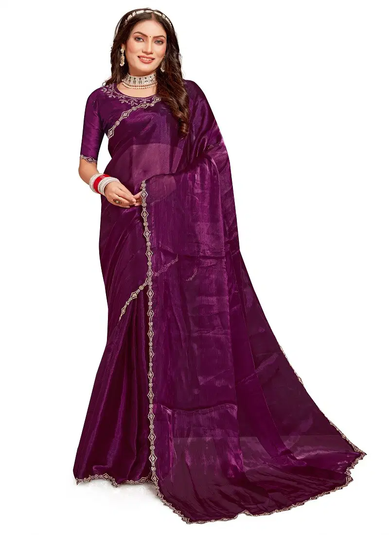 Wine Colour Millie By Nari Fashion Desginer Jimmy Choo Silk Saree Exporters In India 7783