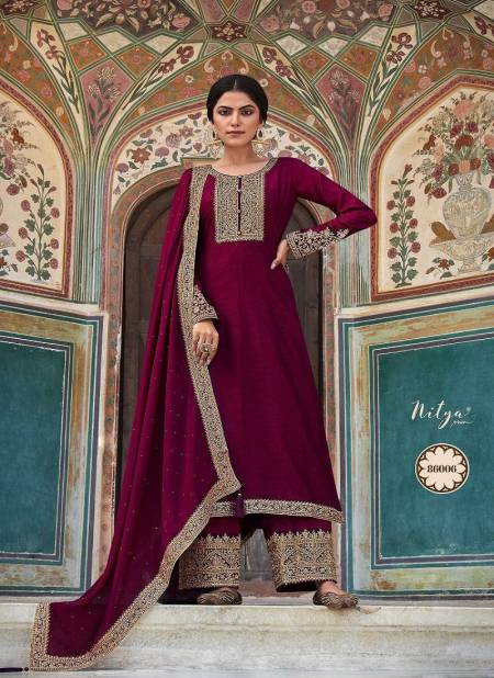 Wine Colour Nitya Vol 186 By LT Wedding Salwar Suit Catalog 86006