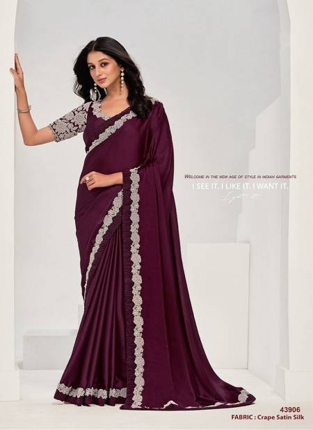 Wine Colour Norita Saanjh By Mahotsav Designer Party Wear Saree Online Wholesale 43906