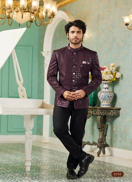 Wine Colour Party Wear Mens Designer Jodhpuri Suit Wholesale Clothing Distributors In India 2712