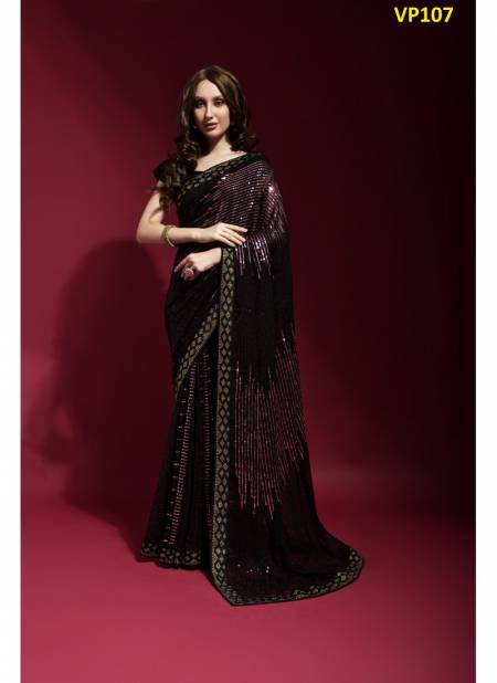 Wine Colour Pyramid By Fashion Berry Party Wear Saree Catalog 107