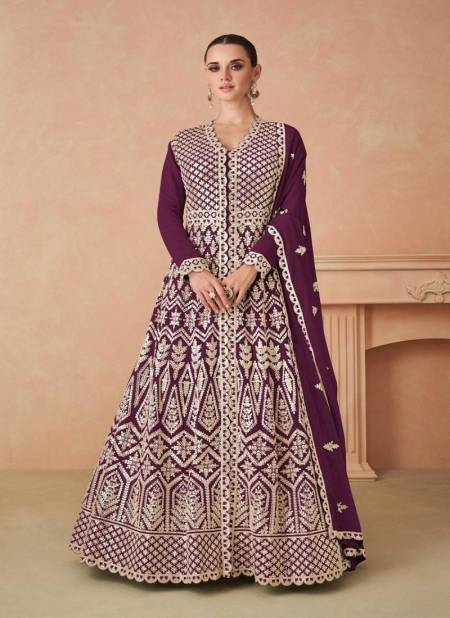 Wine Colour Rimsha Silver By Gulkayra Georgette Readymade Suits Suppliers In India 7449-J