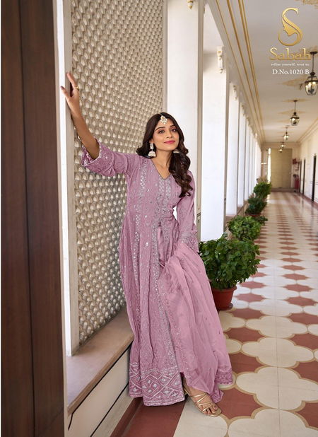 Wine Colour Ruhani By Sabah Faux Georgette Designer Salwar Kameez Catalog 1020 B Catalog