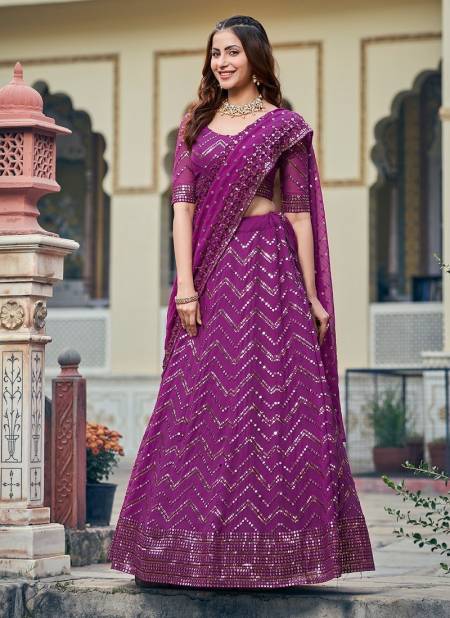 Wine Colour SS 162 Designer Party Wear Georgette Lehenga Choli Orders In India GS3176
