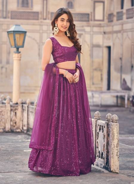 Wine Colour SS 163 Designer Wedding Wear Georgette Lehenga Choli Suppliers In India GS3180