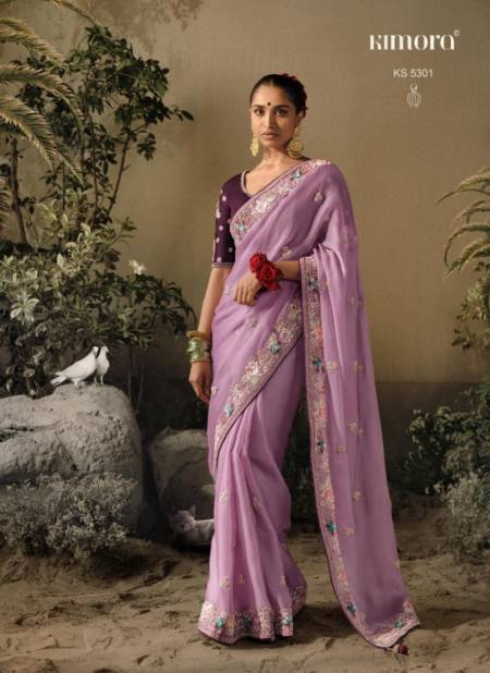 Wine Colour Saawariya By Kimora Fancy Fabric Wedding Wear Saree Catalog 5301