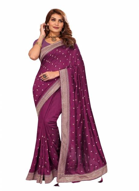 Wine Colour Sabhyata By Utsav Nari Vichitra Blooming Embroidery Wholesale Saree In India 2416