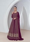 Wine Colour Sabina By Aashirwad Silk And Georgette Readymade Suits Surat Wholesale Market 9950
