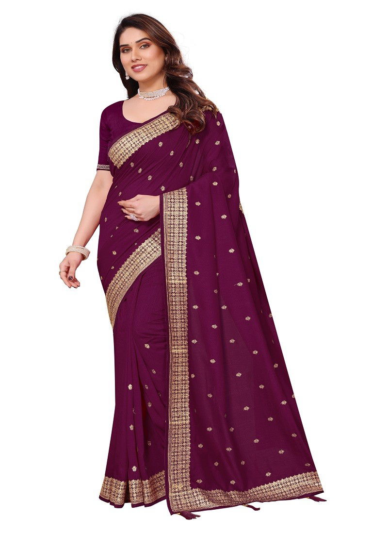 Wine Colour Saina By Utsav Nari Vichitra Blooming Jari Embroidery Wedding Sarees Exporters In India 2335